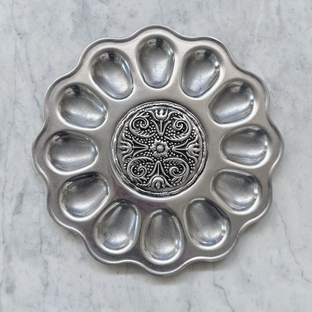 Wilton Armetale Egg Tray Serving Dish William & Mary Floral Pattern  #366550